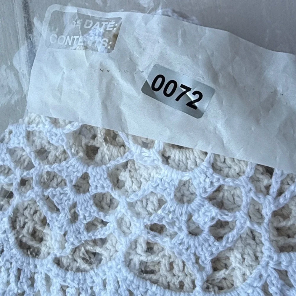 Vintage Handmade Crochet Doily Set White Cream Lace Table Decor 2pc